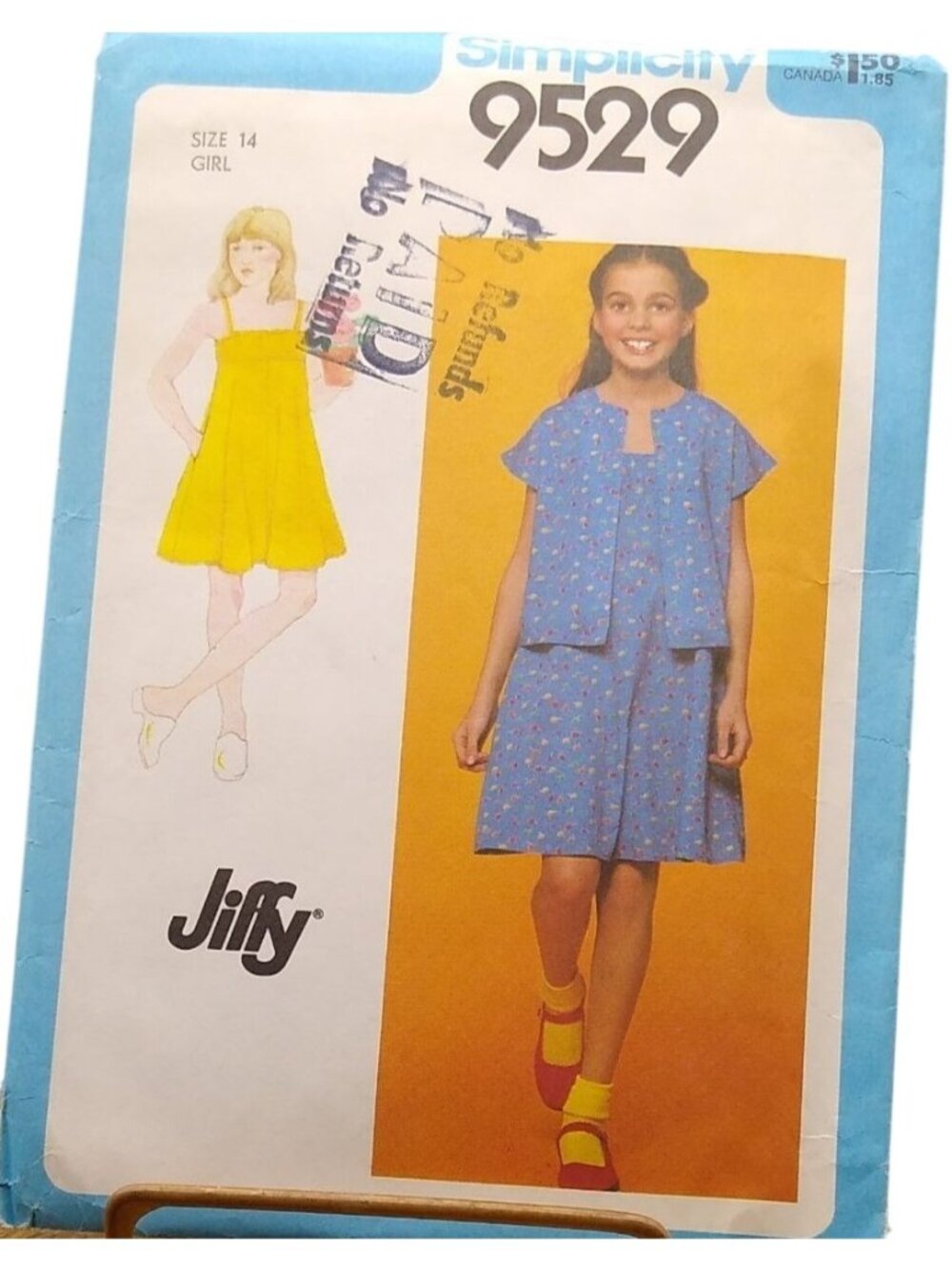 Vintage Sewing PATTERN Simplicity 9529, Child Sundress and Bolero, Jiffy Girls